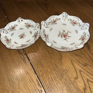 Rosenthal moliere moss rose candy Bon bon nut dish Germany 2  Piece Lot